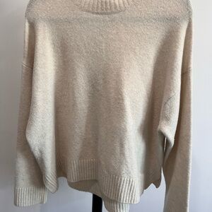 Uniqlo Cream Cowl Neck Sweater with Ribbed Texture